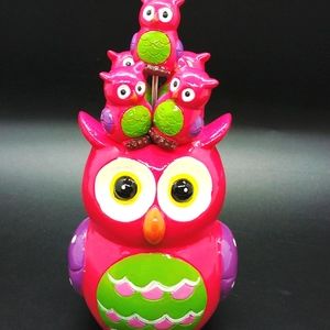 Owl cocktail fork set with owl holder